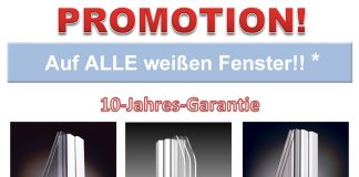 Konkurrenzlose 10 Jahre Garantie auf Kunststofffenster