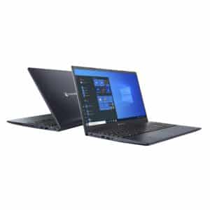 zwei geöffnete Notebooks, eins mit offenem Display zu sehen, eins von hinten zu sehen und vom vorderen Notebook leicht verdeckt