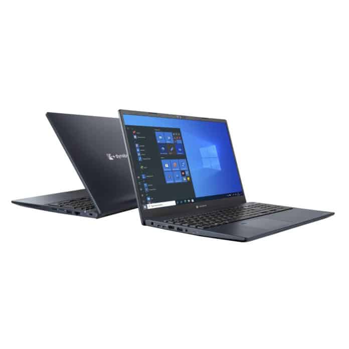 zwei geöffnete Notebooks, eins mit offenem Display zu sehen, eins von hinten zu sehen und vom vorderen Notebook leicht verdeckt