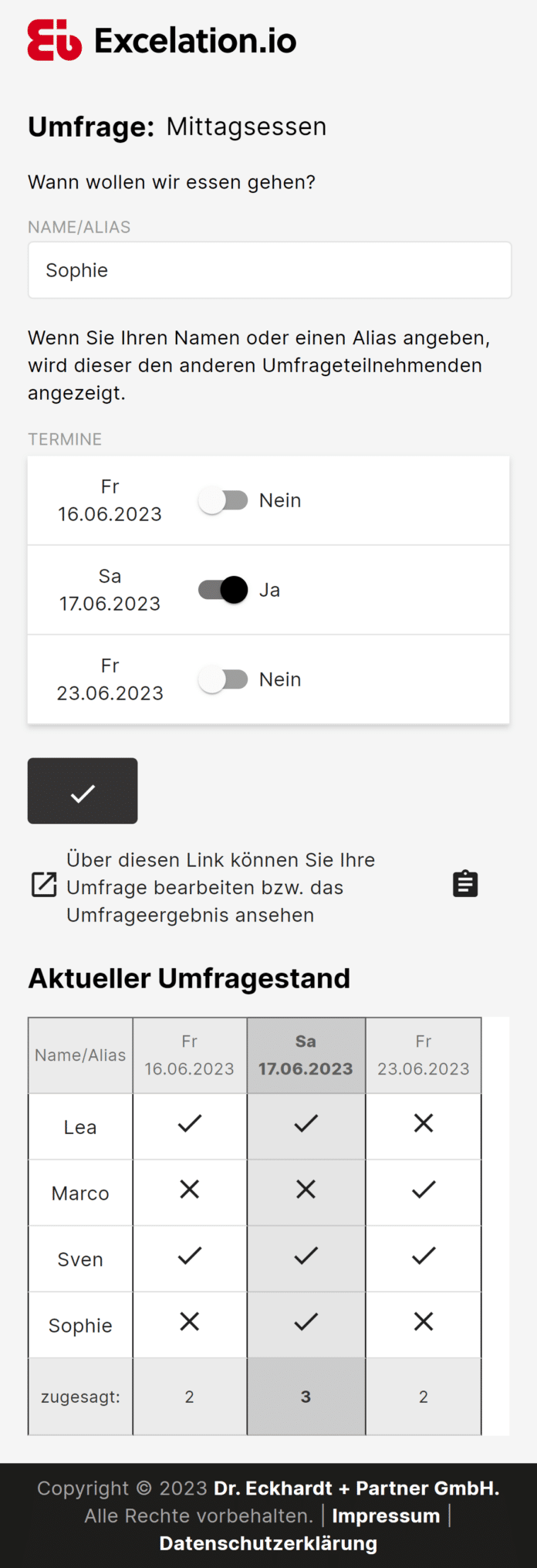 DREP_pin-it_TeilnehmermitUmfragestand Kostenlos Online-Umfragen erstellen und Termine abstimmen mit pin-it