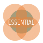 Logo von ESSENTIAE: Eine geometrische Darstellung aus vier überlappenden, halbtransparenten, orangefarbenen Kreisen mit einem grünlichen Schnittpunkt in der Mitte. In der Mitte steht der Schriftzug 'ESSENTIAE' in weißer, moderner Großbuchstabenschrift.